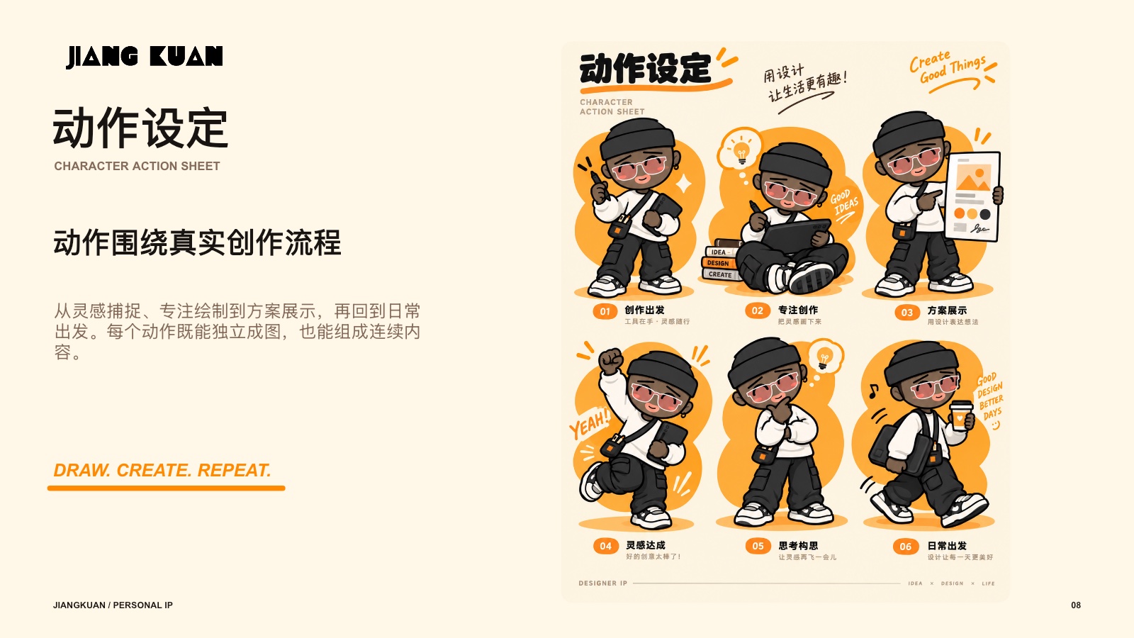姜宽个人 IP 动作设定